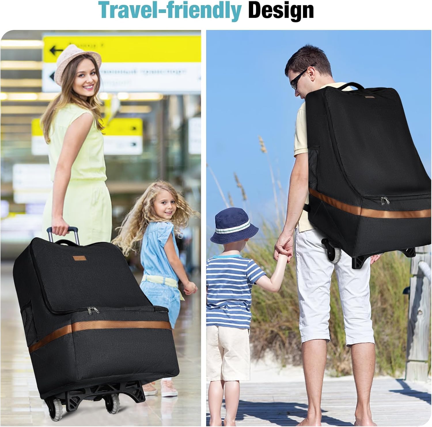 Tonyeee travel car seat bag uses 1680D fabric to resist wear and water.
