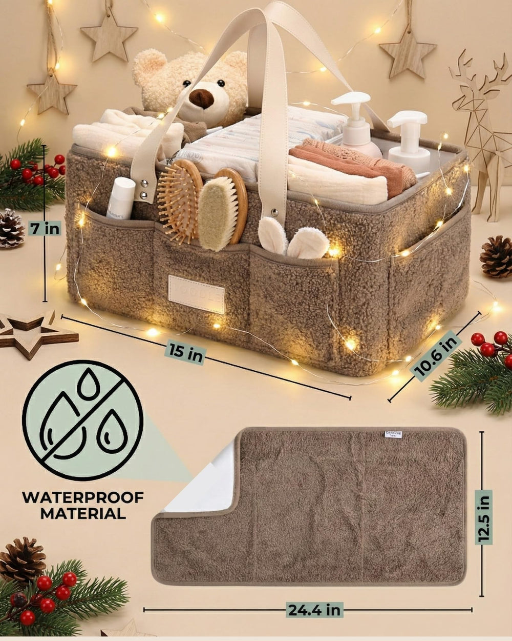 Toodly Baby Diaper Caddy adapts with your family storing essentials at home or away