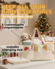 Toodly Baby Diaper Caddy Organizer teddy fleece soft material adds cozy nursery style