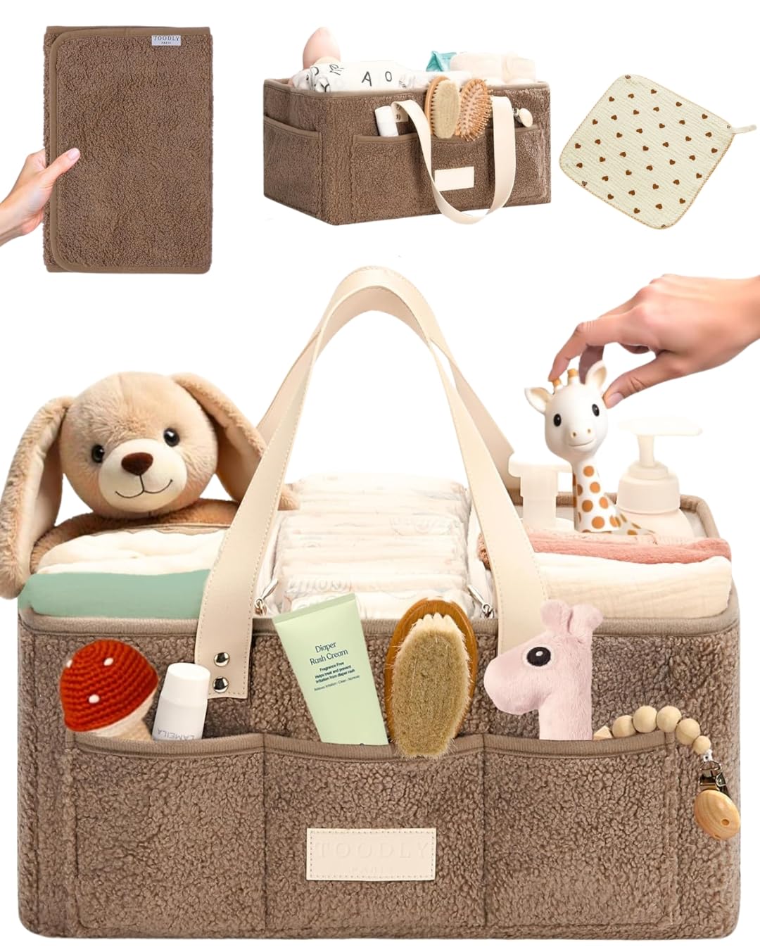 Toodly Baby Diaper Caddy with portable changing pad for on-the-go changes