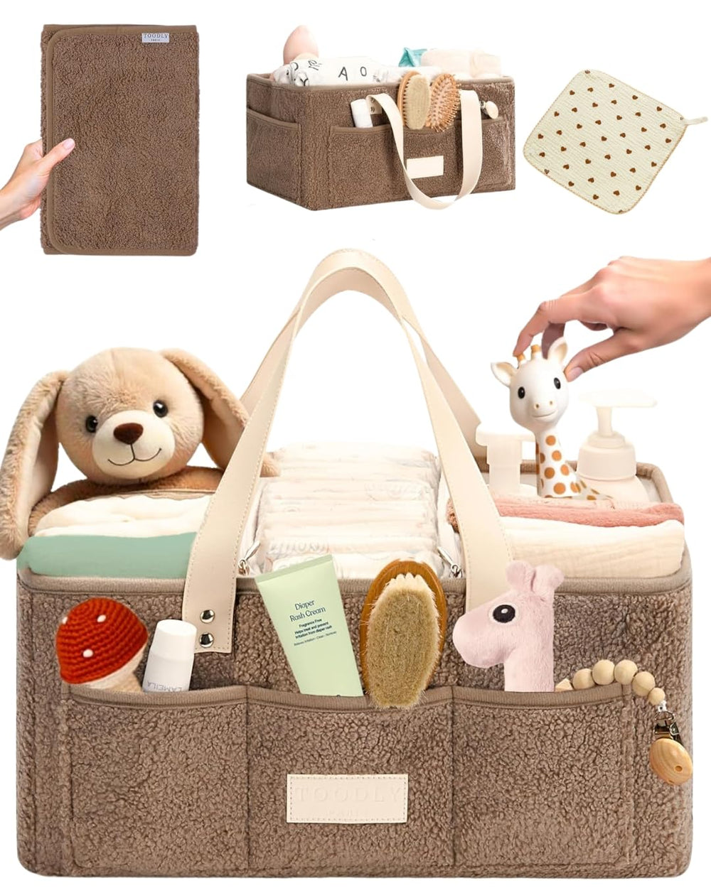 Toodly Baby Diaper Caddy with portable changing pad for on-the-go changes