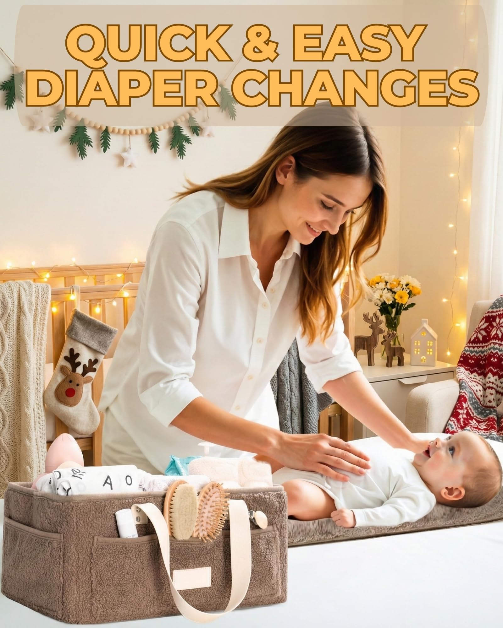 Toodly Baby Diaper Caddy spacious storage for diapers wipes bottles and more