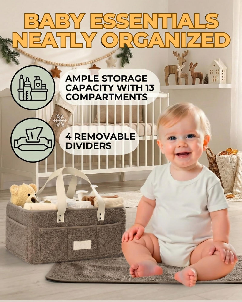 Toodly Baby Diaper Caddy doubles as toy and book storage as baby grows