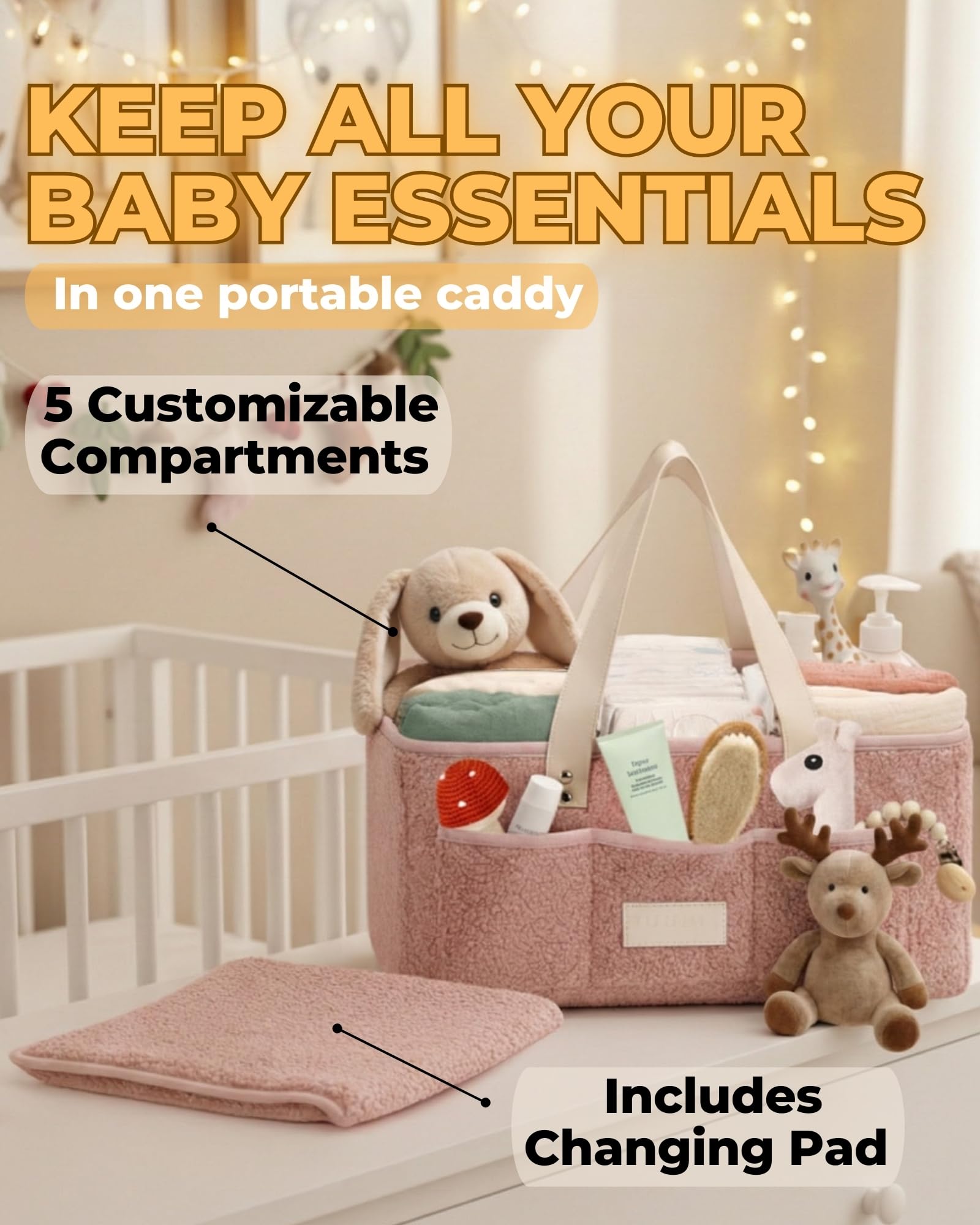 Toodly portable changing pad folded with waterproof side ready for quick changes.