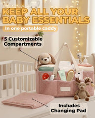 Toodly portable changing pad folded with waterproof side ready for quick changes.