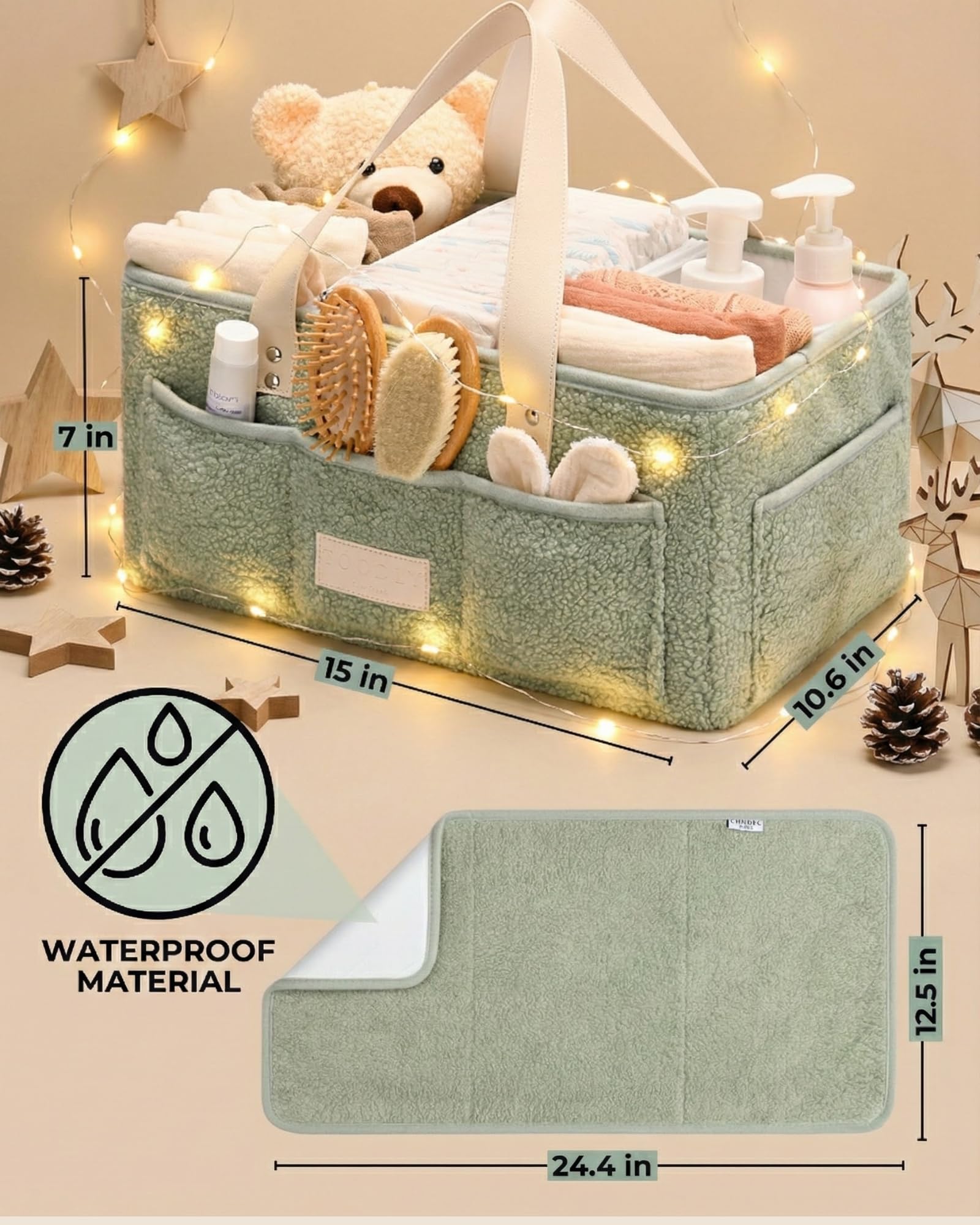 Toodly diaper caddy grows with baby for multi-use organization