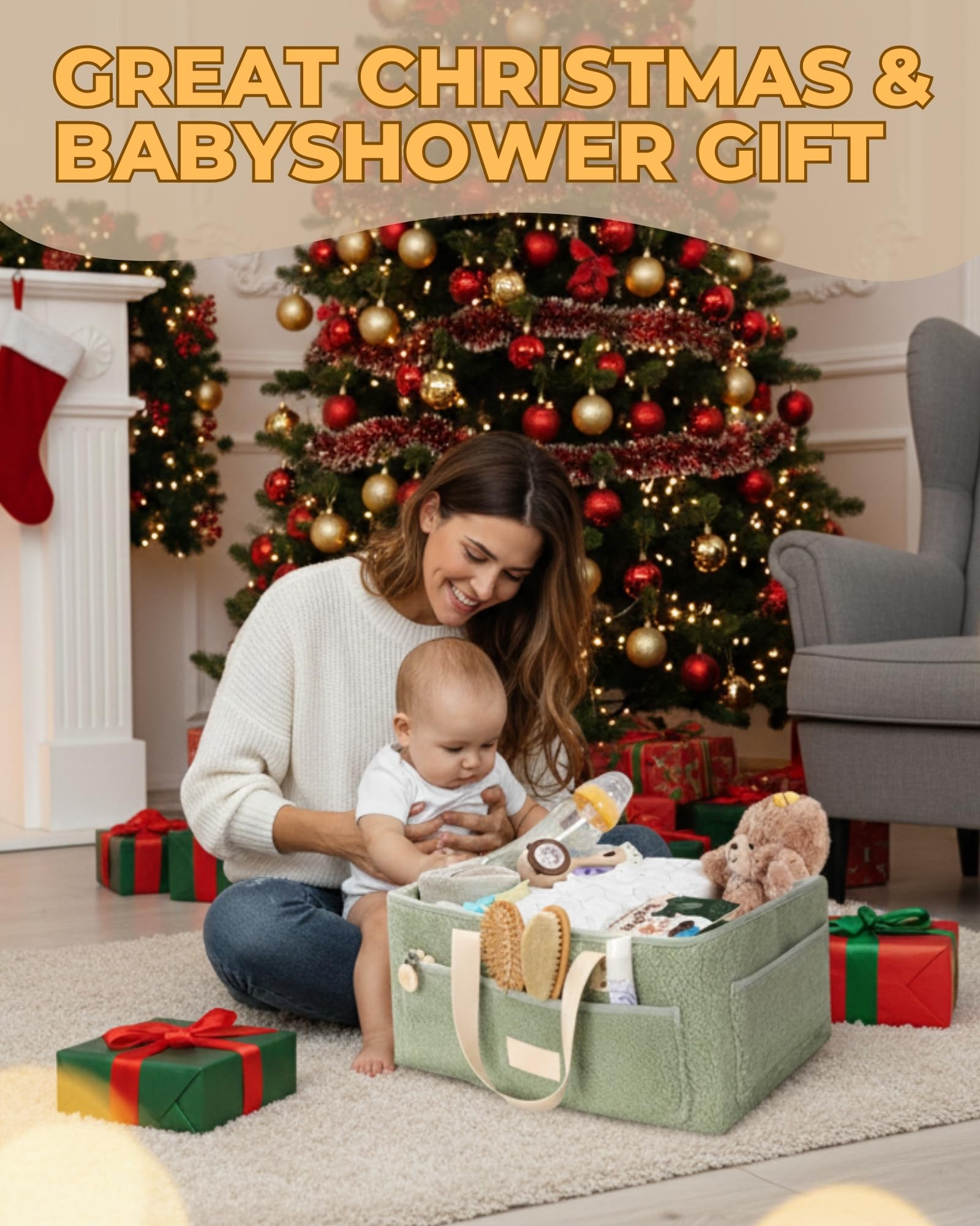 Toodly diaper caddy with removable dividers Velcro for flexible organization
