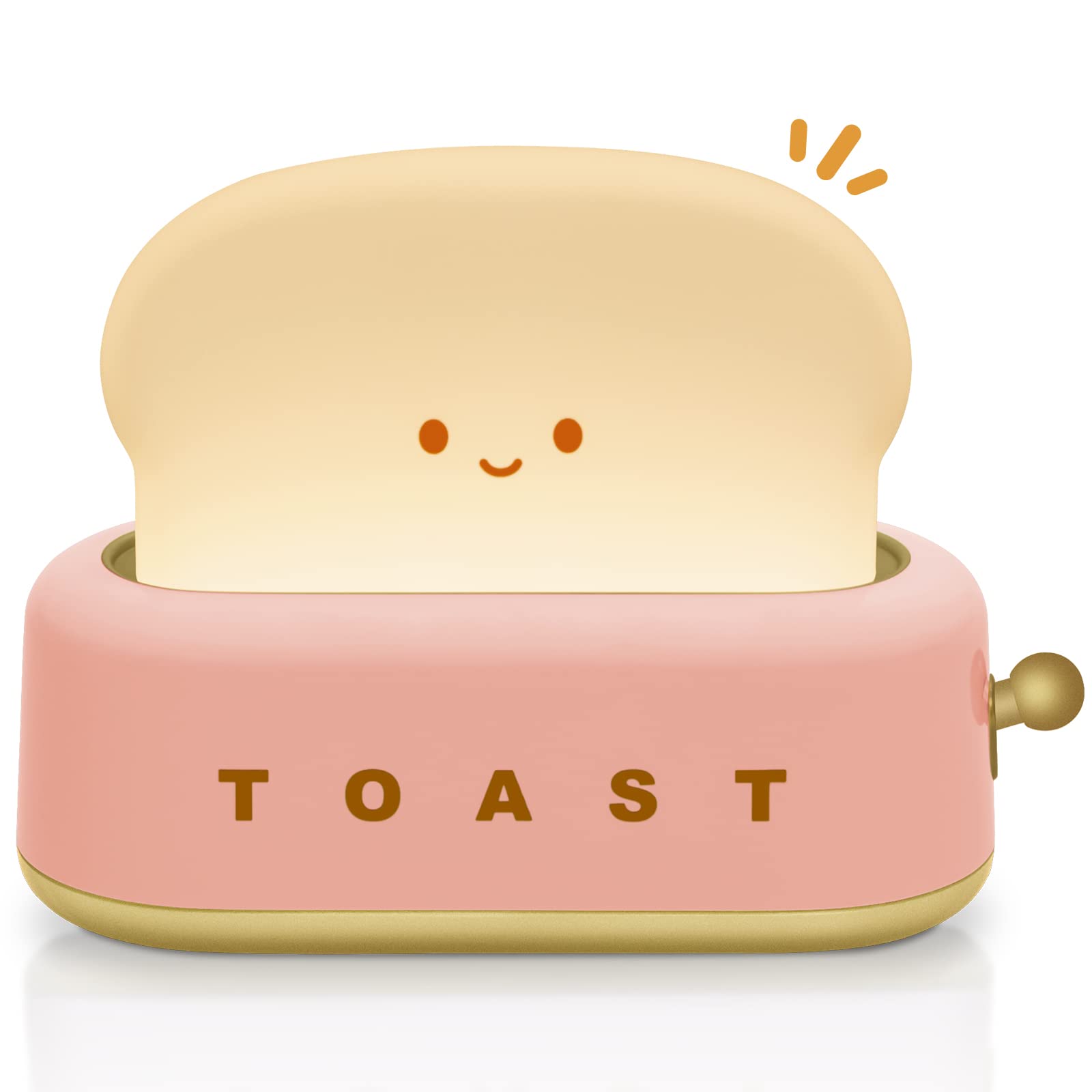 TOOGE Cute Toast Lamp front view pink toaster design for cozy bedside lighting