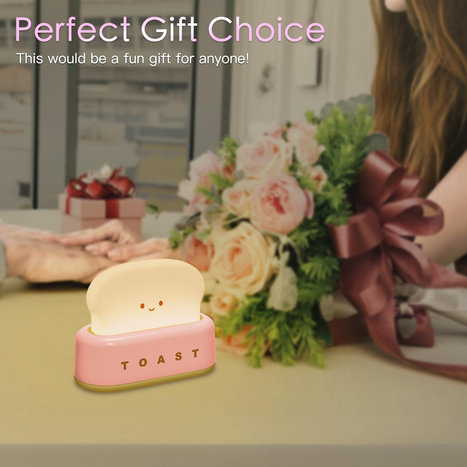 TOOGE Cute Toast Lamp pink decor adds kawaii charm to kids' rooms