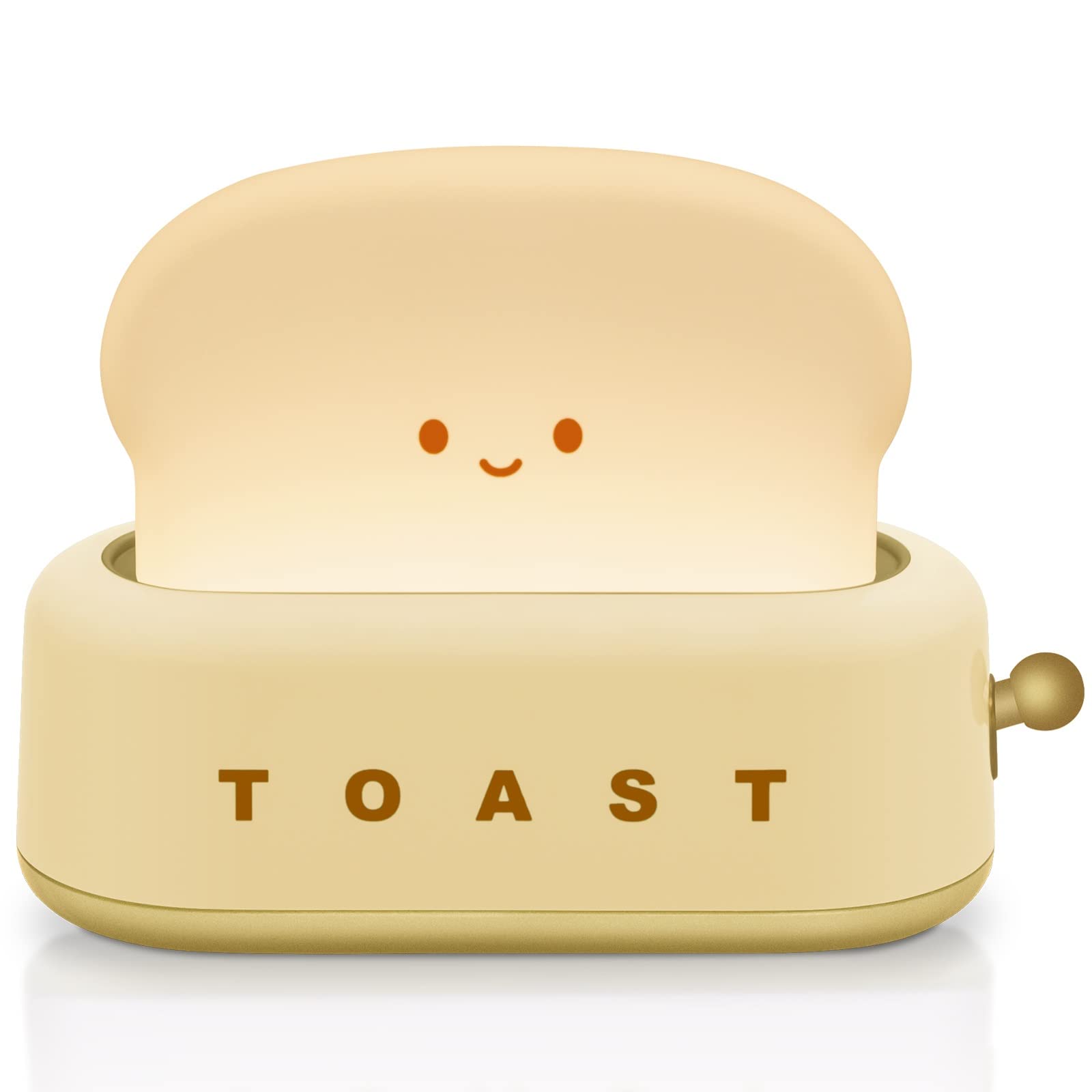 TOOGE toast lamp side view creates cozy bedroom ambience with soft light.