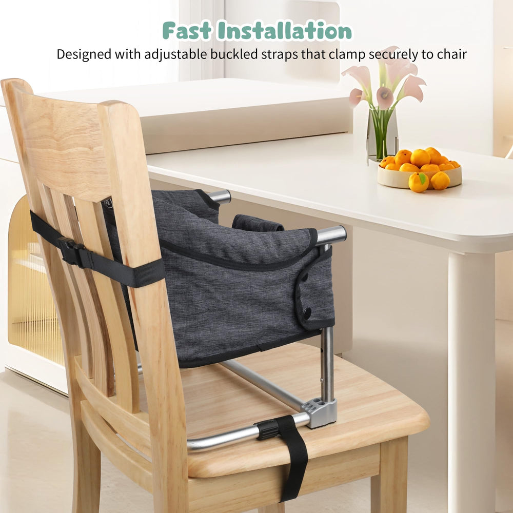 Toogel booster seat with pocket keeps small essentials handy.