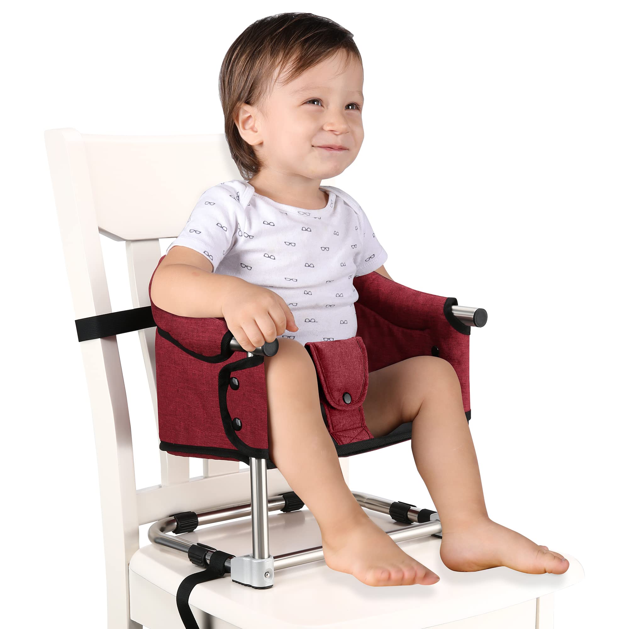 Toogel booster seat folded compact for travel and storage.