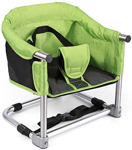 Toogel booster seat green color shot highlights vibrant kitchen-friendly color.