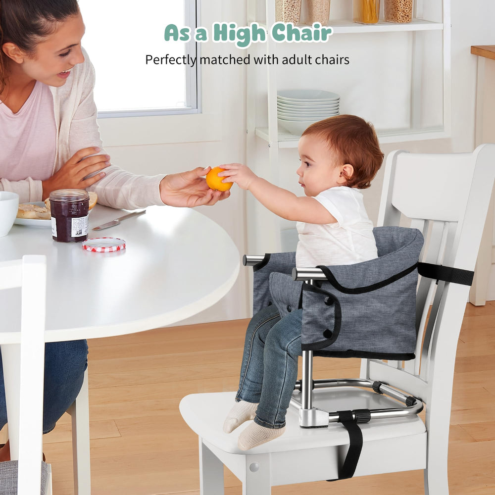 Toogel booster seat safety harness secures wiggle-prone toddlers during meals.