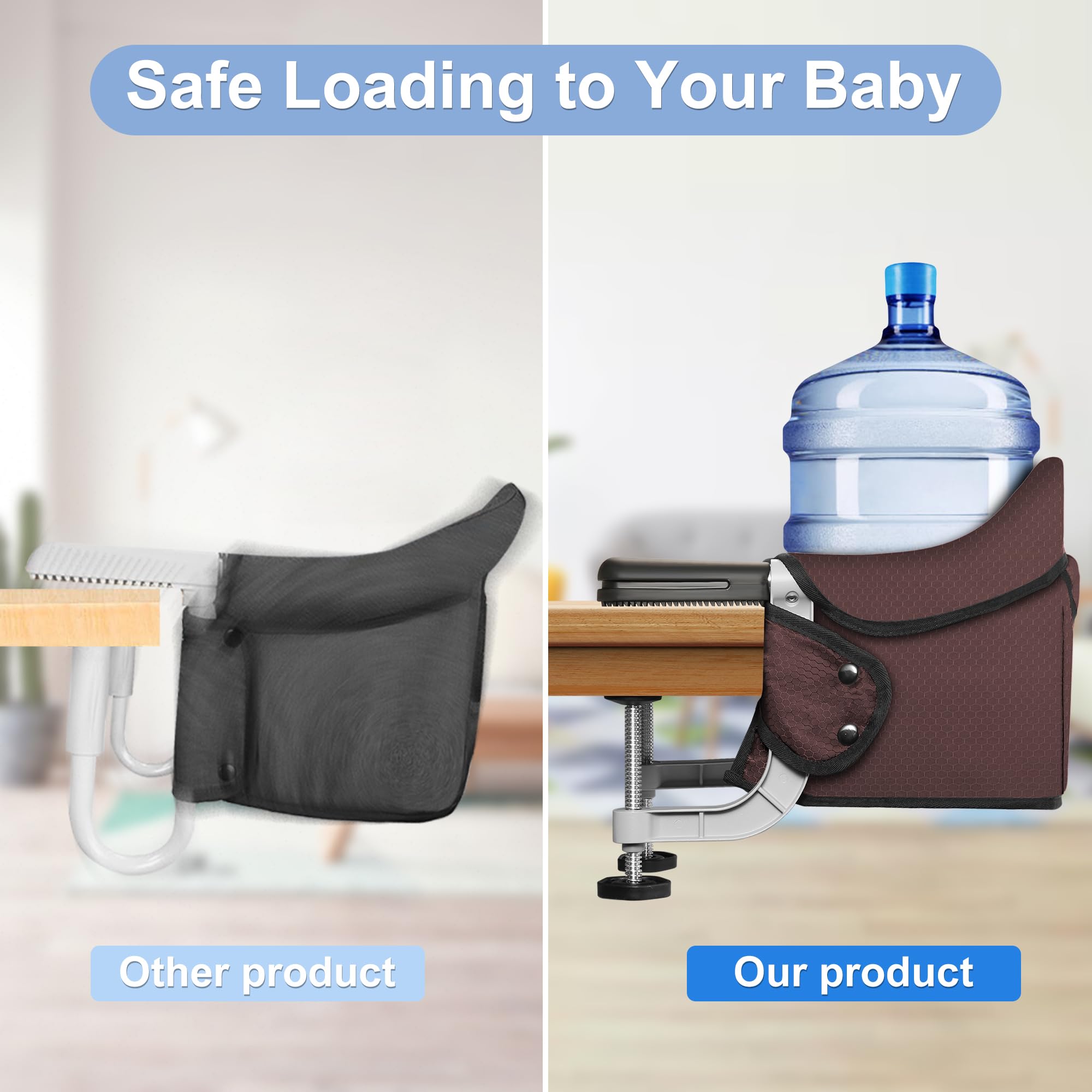 Toogel aluminum-clamp upgrade provides durable safety grip during table attachment.