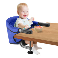 Toogel fast clip-on table chair hook installation demonstrates quick setup for travel feeding.