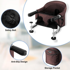 Toogel non-slip handrails protect table surfaces while securing the chair.