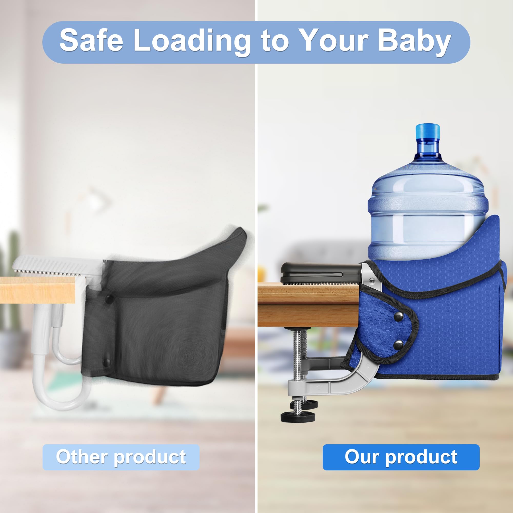 Toogel high chair with aluminum clamps highlights durable construction for long-term use.