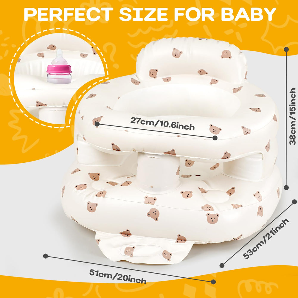 Tooktro inflatable baby seat close-up with wrap-around design supporting upright seating