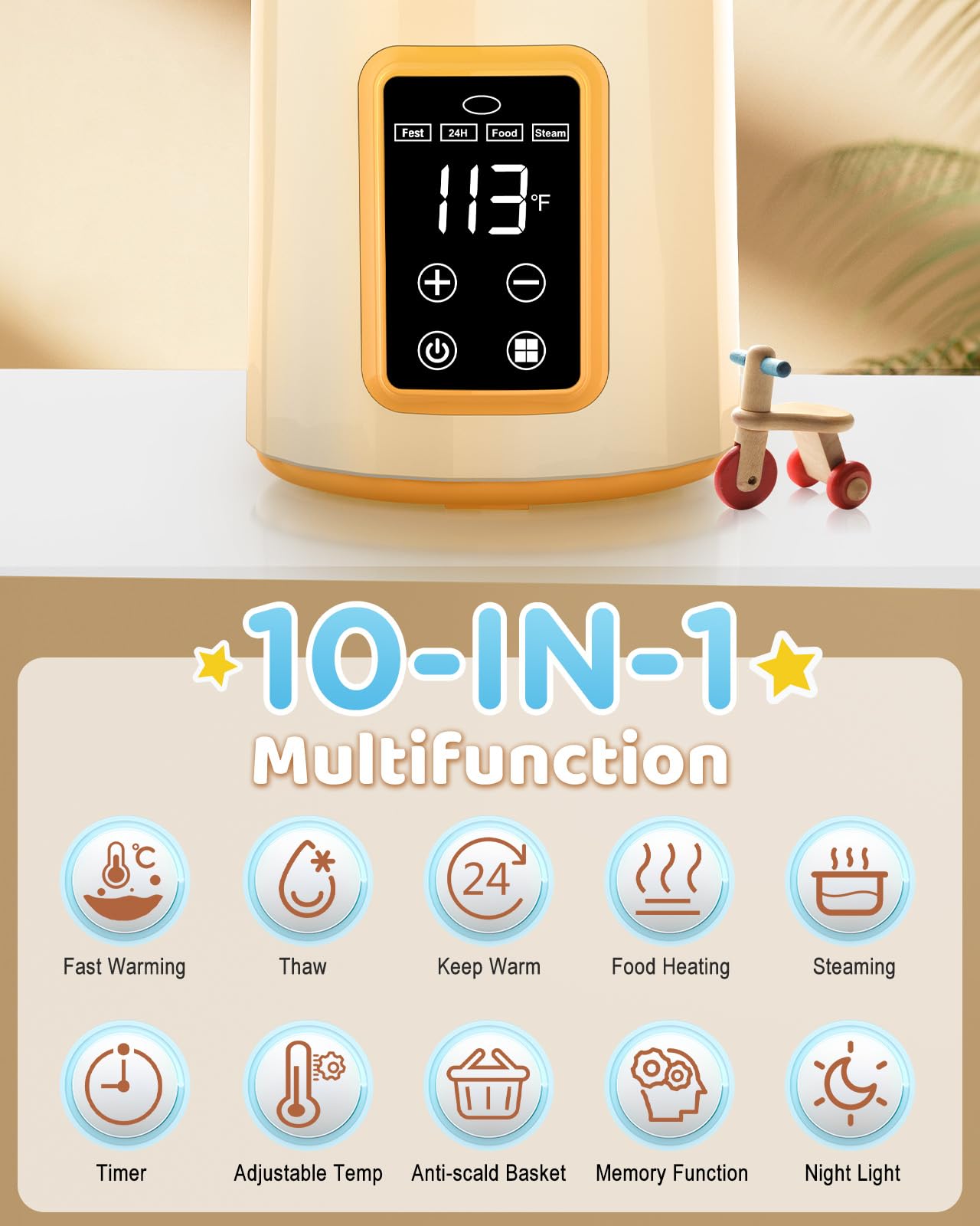 Toolastra Bottle Warmer compact-night-use supports bedside feeding with easy operation.