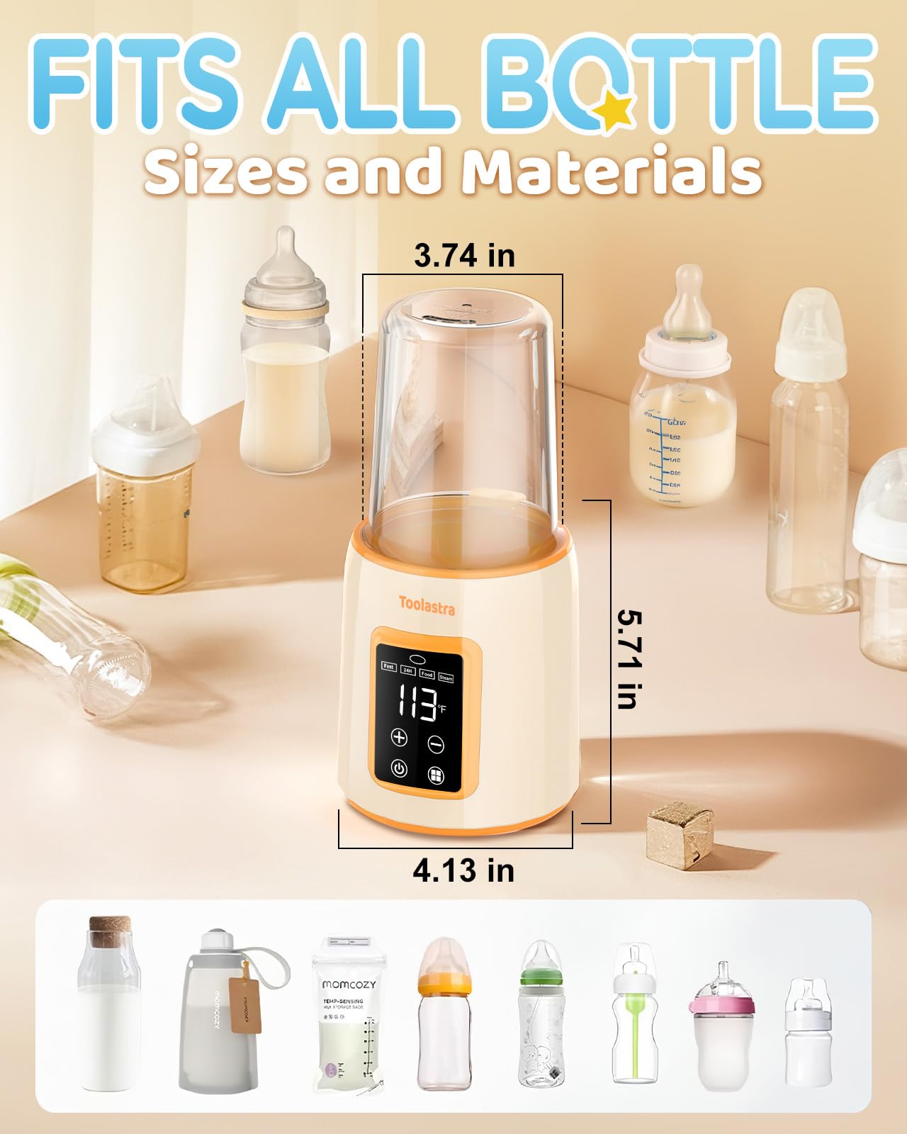 Toolastra Bottle Warmer LED-display provides real-time temperature readout for effortless night checks.