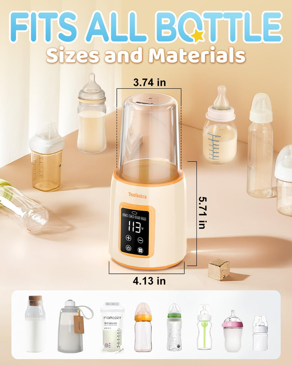 Toolastra Bottle Warmer LED-display provides real-time temperature readout for effortless night checks.