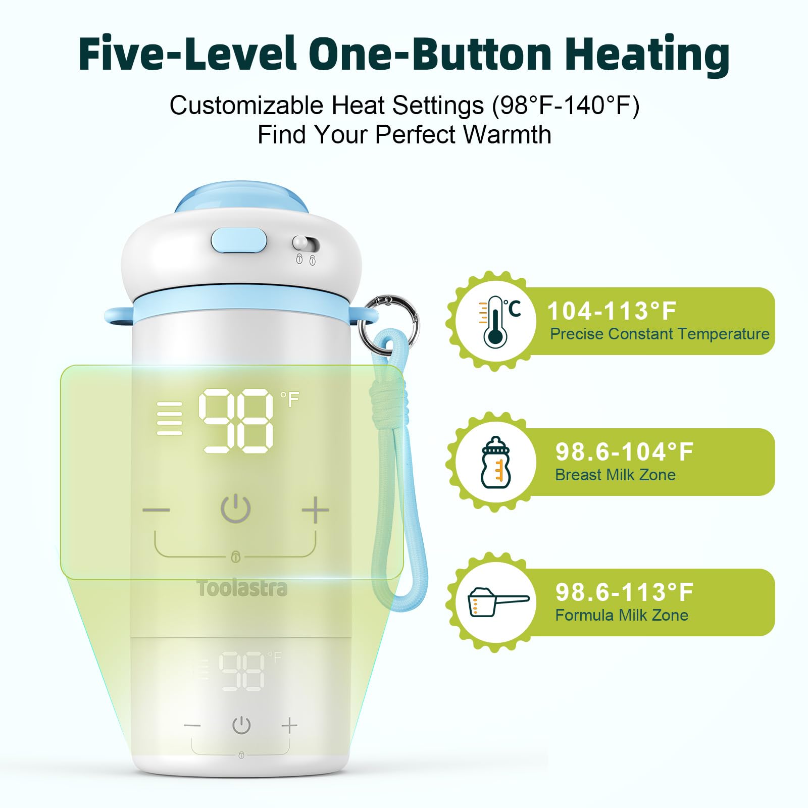 Toolastra warmer offers precise temperature control for breast milk and formula.