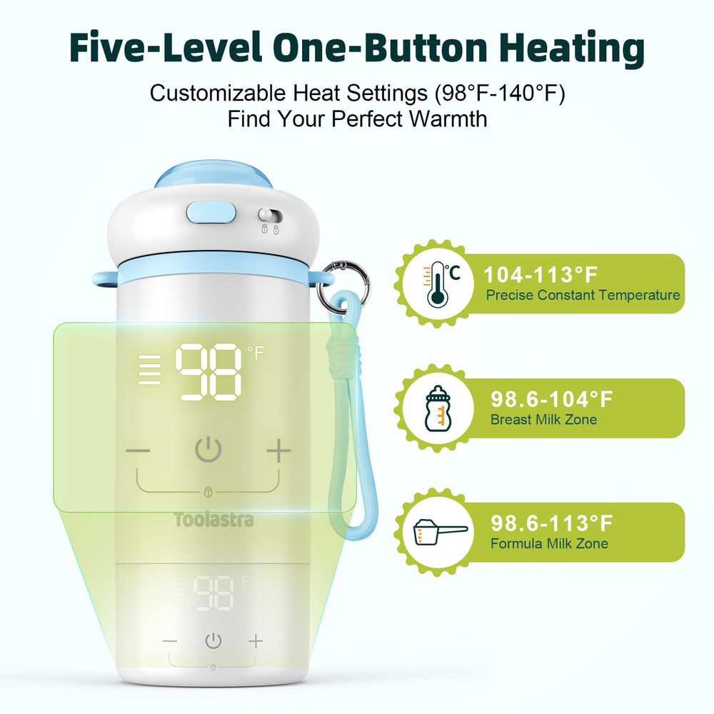 Toolastra warmer offers precise temperature control for breast milk and formula.