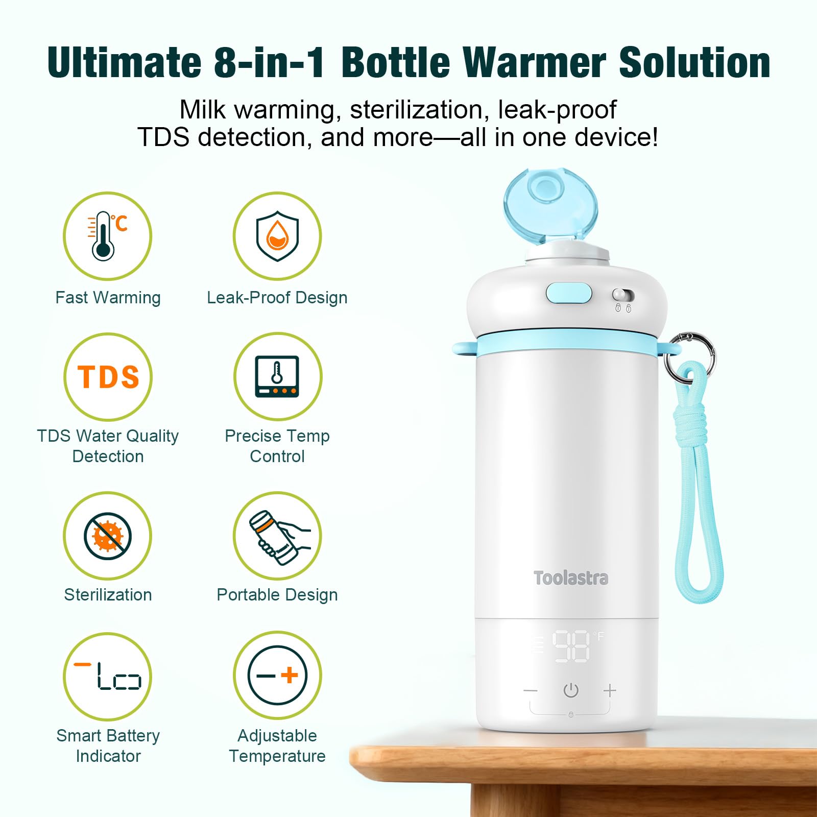Toolastra bottle warmer with sterilization mode for hygienic bottles on the go.