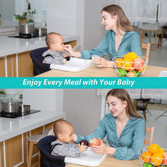 TOONOON hook-on high chair clip onto table demonstrates secure attachment for versatile dining.