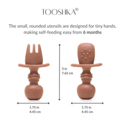 Tooshka baby utensil set 6pc color collection ready for BLW meals and teething.