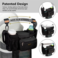 TOPDesign front pouch with non-slip hooks for quick-access items during strolls