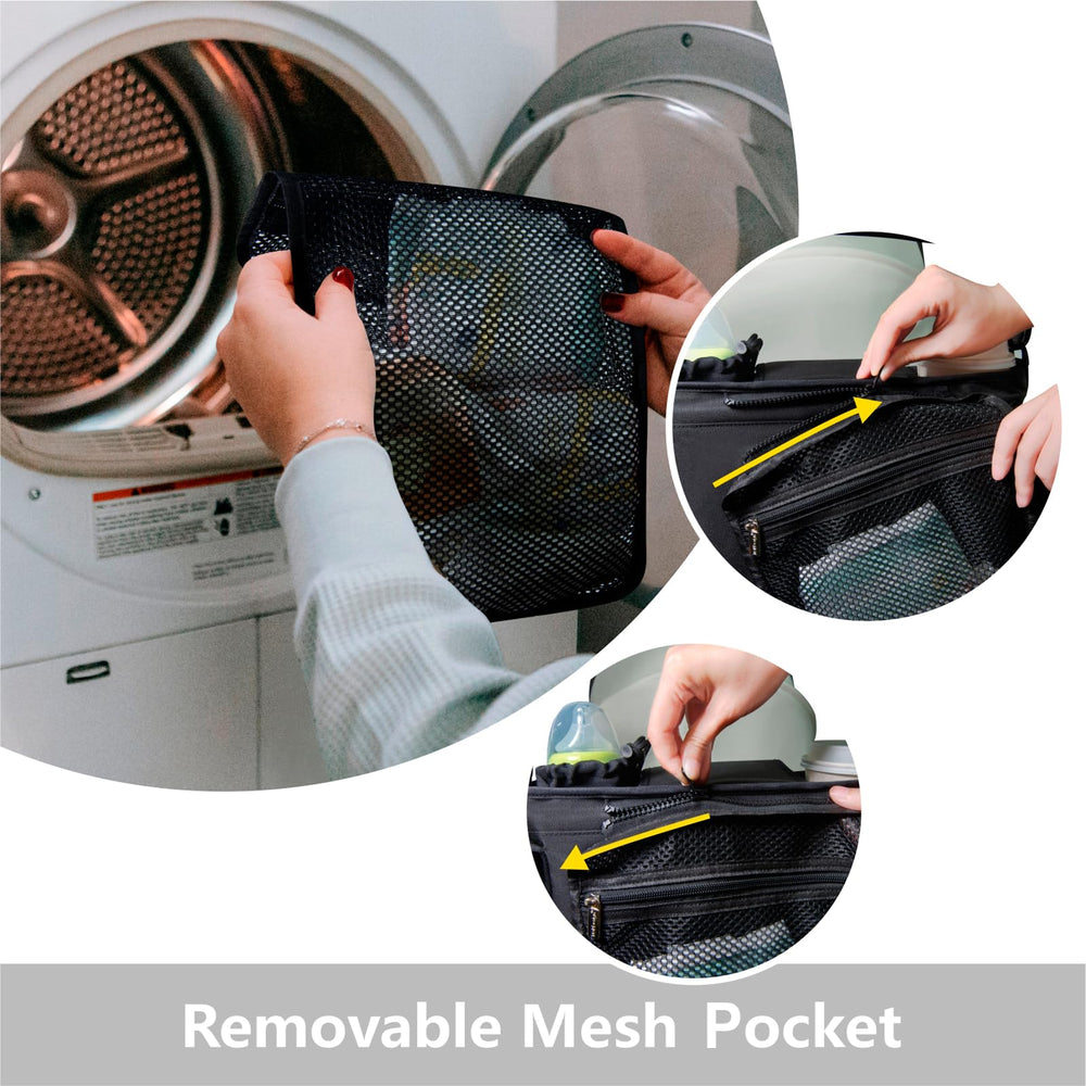 TOPDesign stroller organizer front pouch wristlet converts to a handy handbag.