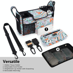 TOPDesign stroller organizer insulated cup holders keep bottles upright for quick reach.