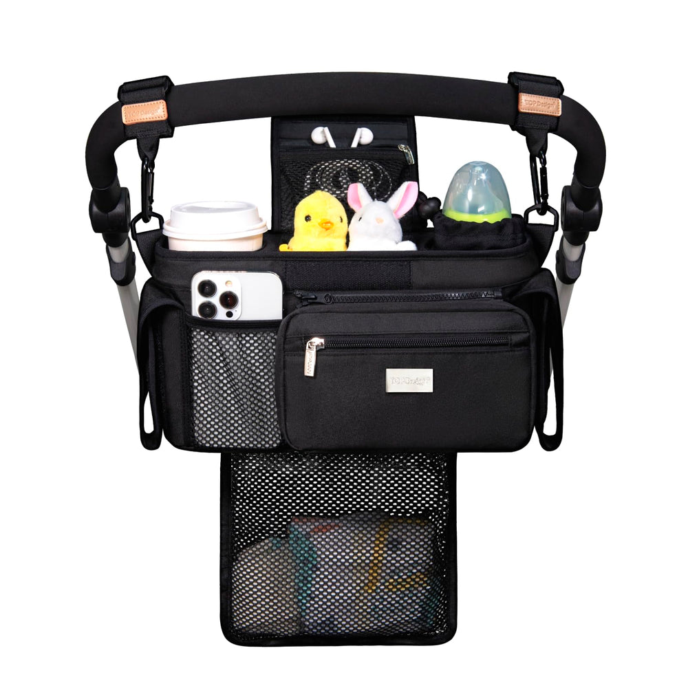 TOPDesign universal baby stroller organizer front view for quick access