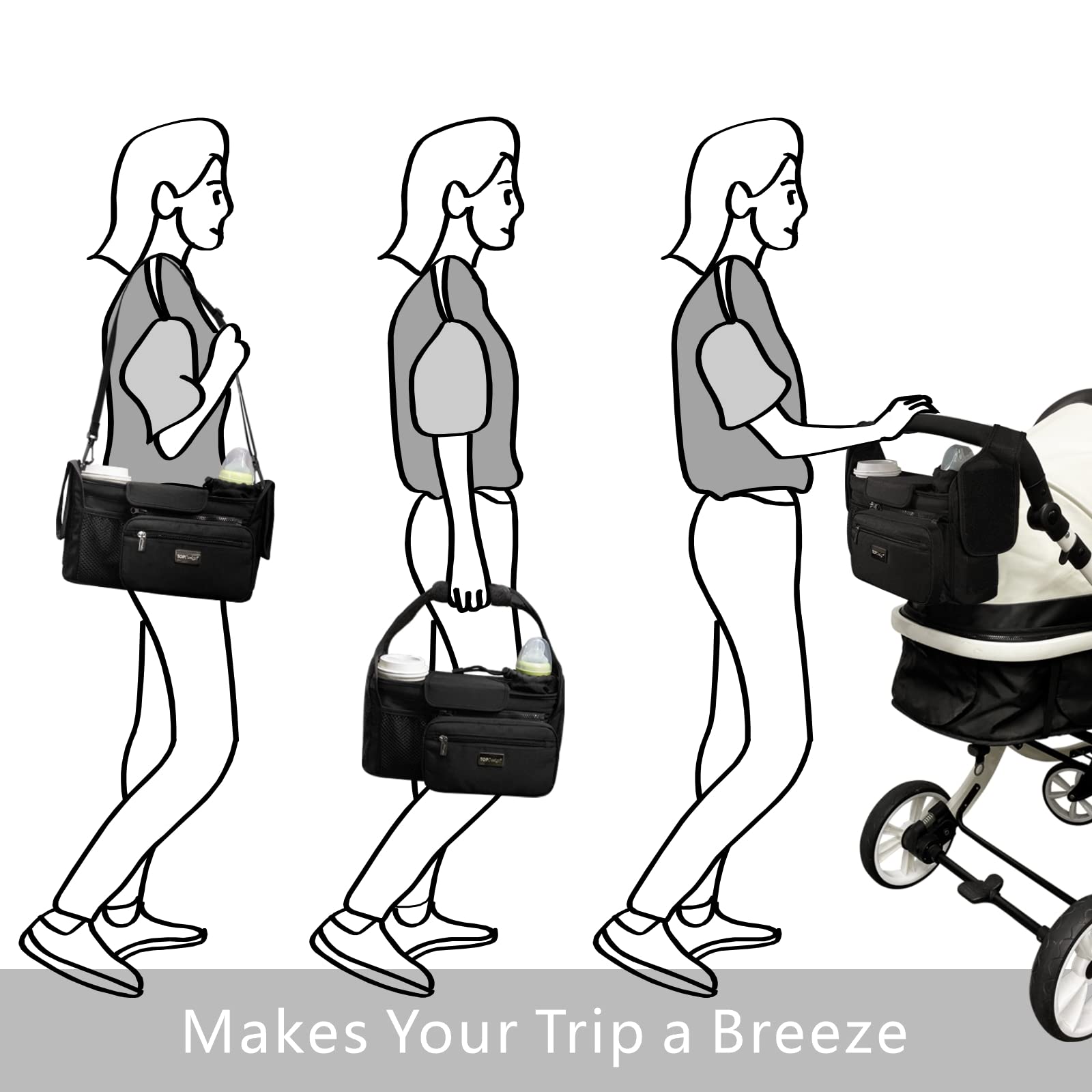 TOPDesign machine washable stroller organizer with easy care