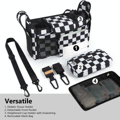 TOPDesign detachable mesh bag closeup for extra storage of diapers and clothes