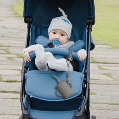 TOPGOMES silicone pacifier clip sand color prevents drops and improves on-the-go accessibility.