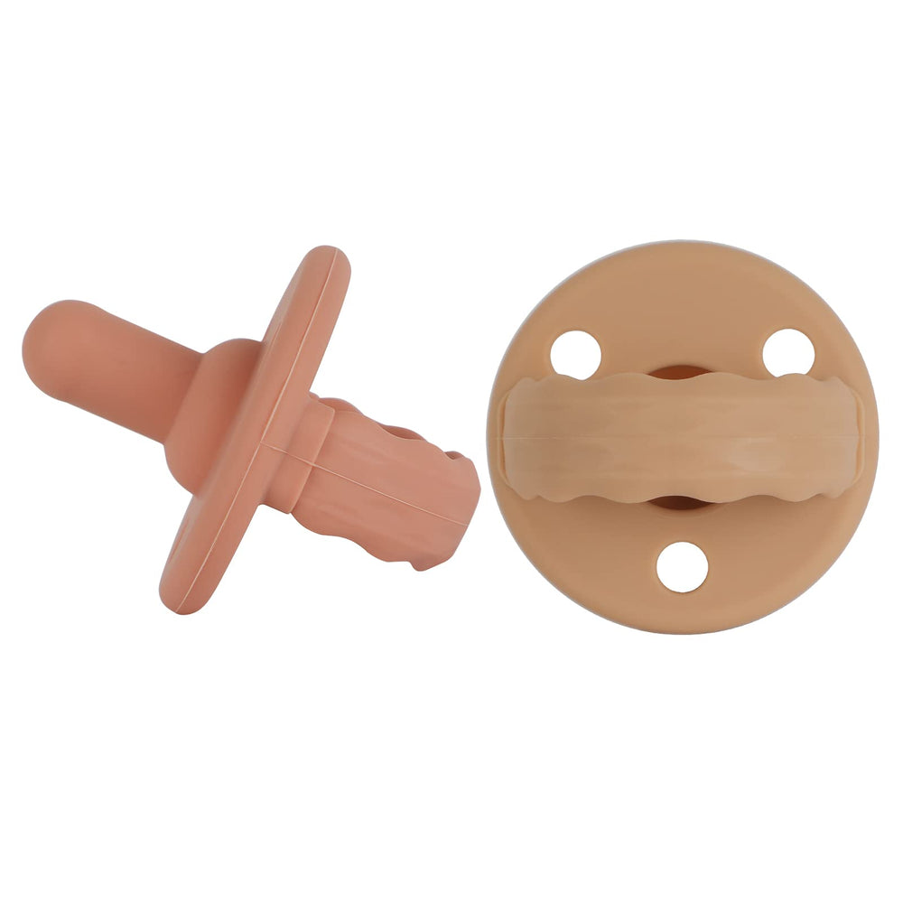 TopGOMES Soother Pacifier shows 3-hole venting for airflow safety.