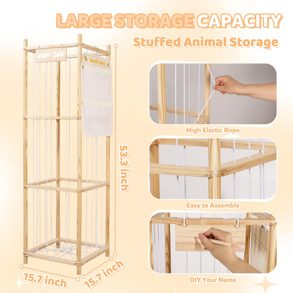 TOPHDY storage organizer offers large capacity for 30–40 plush toys, reducing floor clutter.