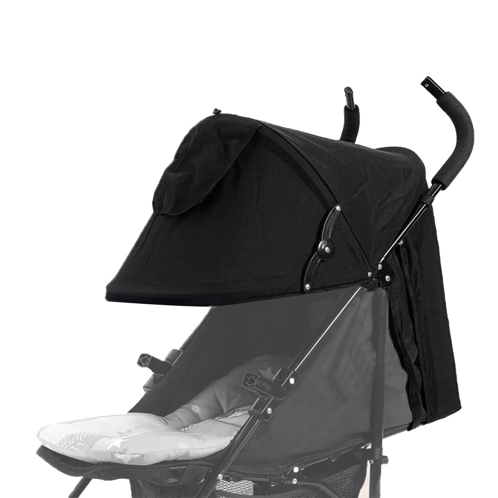 TOPOQ universal stroller sun shade cover front view blocks sun for a comfortable ride.