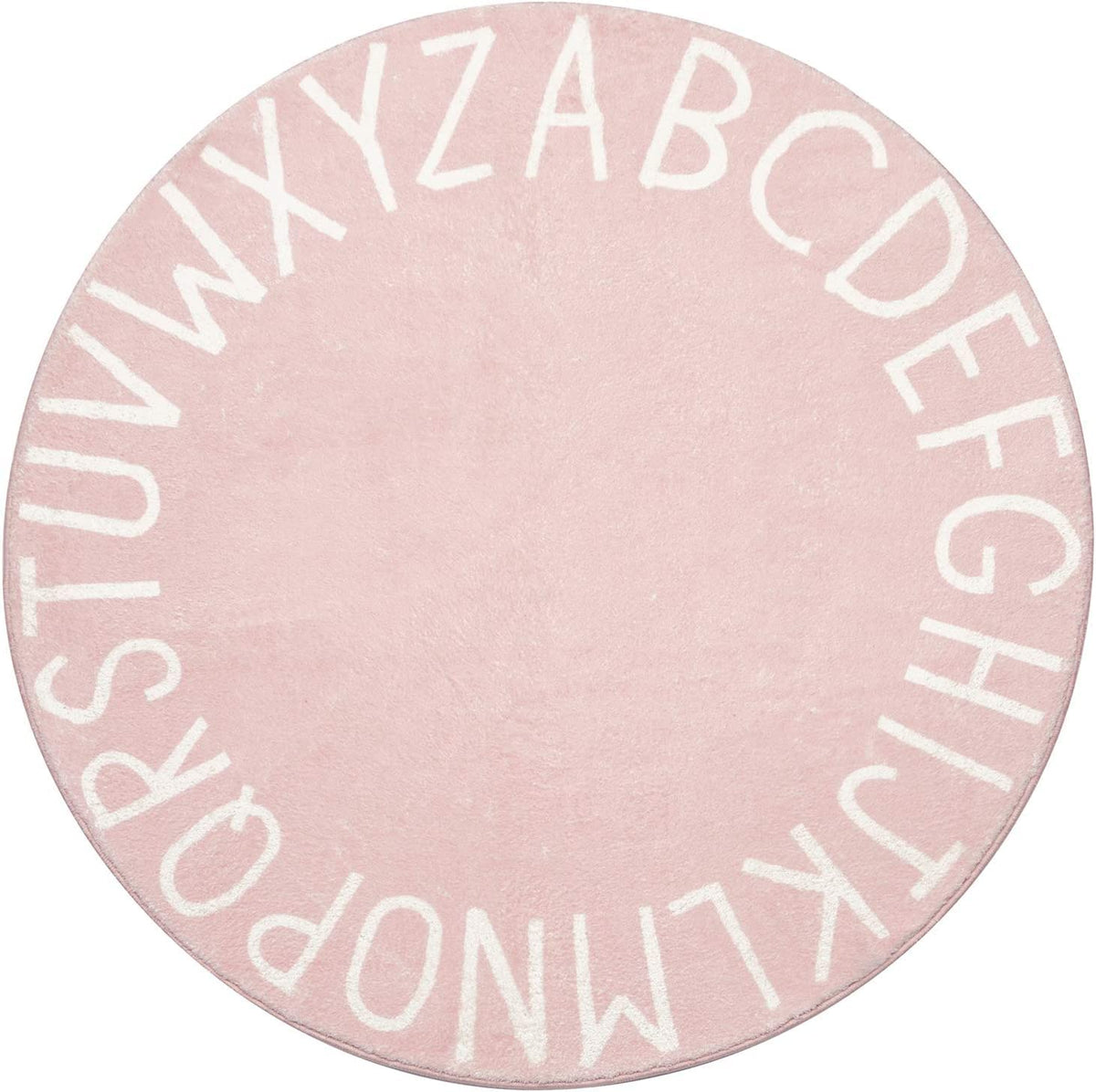 Topotdor alphabet rug 71-inch pink round offers bright letters for early learning and safe play.