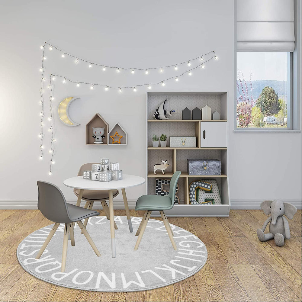 Topotdor Round Alphabet Rug makes a gift-ready addition to a child's room.