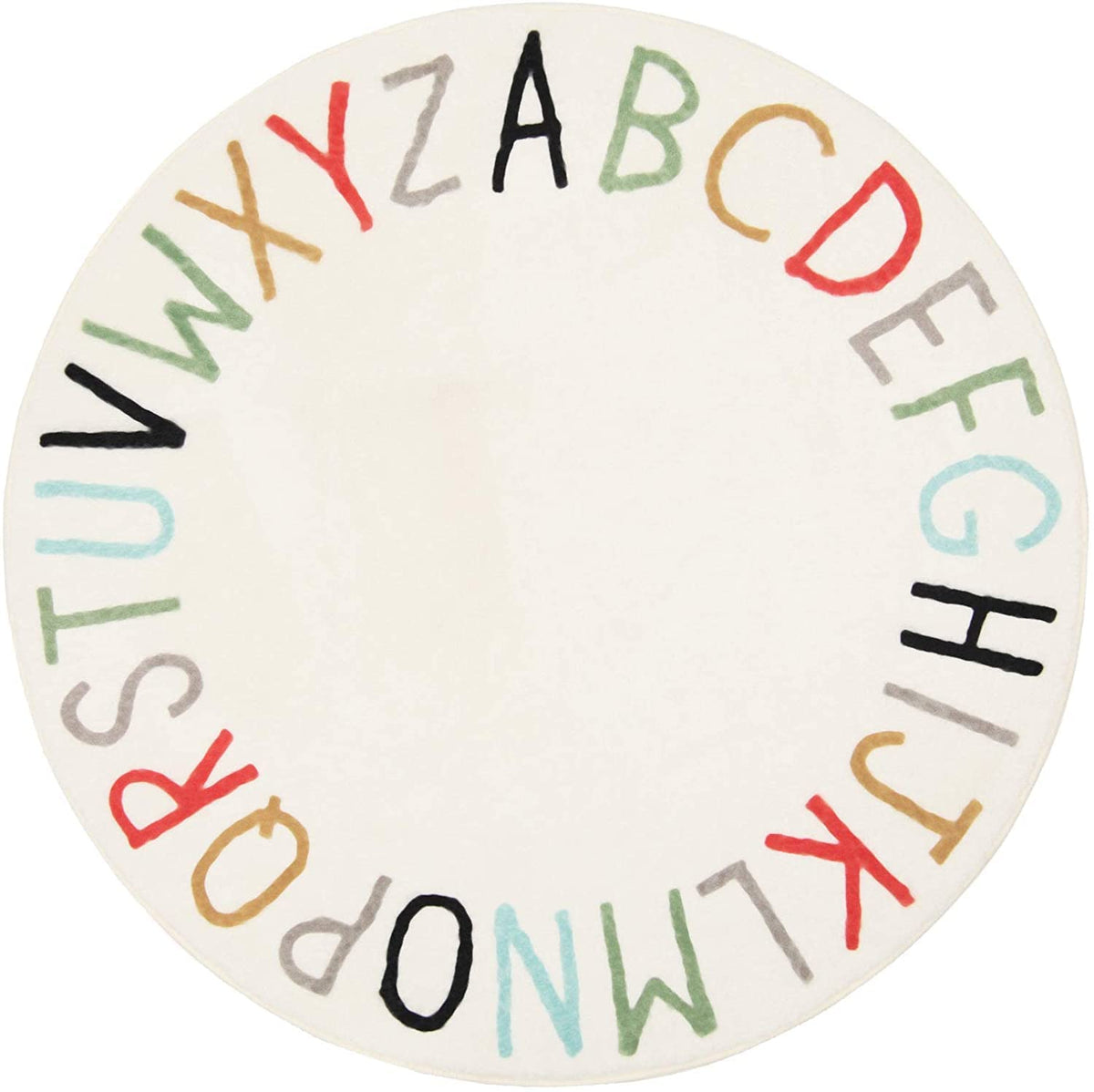 Topotdor Rainbow Round Rug alphabet closeup soft surface for safe play