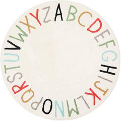 Topotdor Rainbow Round Rug alphabet closeup soft surface for safe play