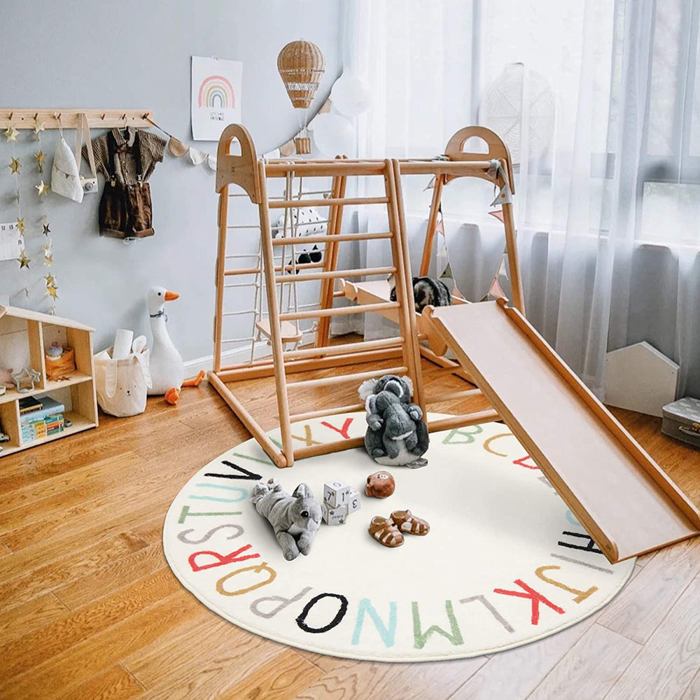 Topotdor Rainbow Round Rug letter-learning surface aids alphabet play