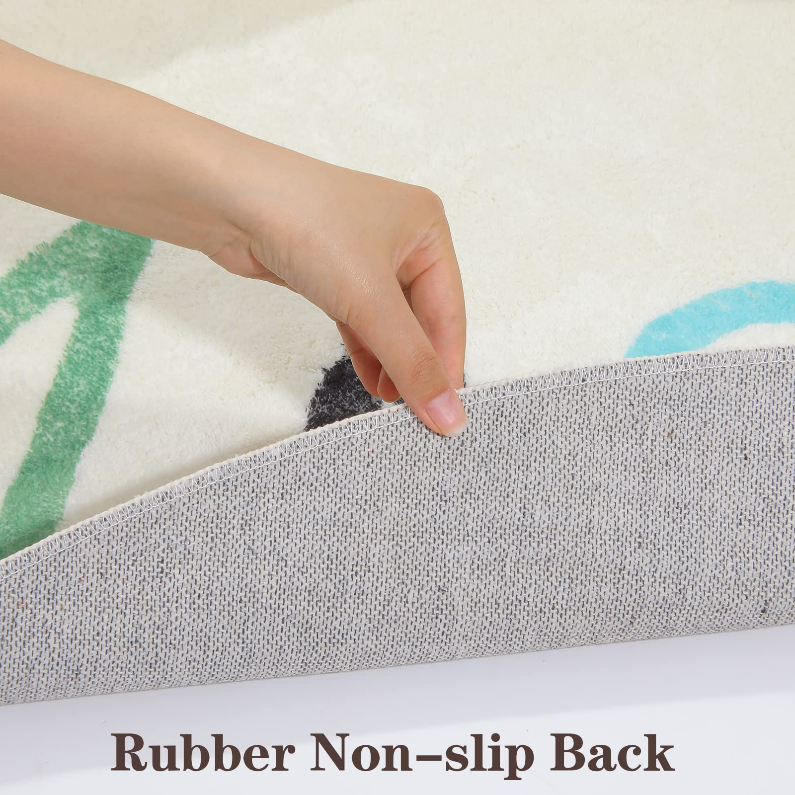Topotdor Rainbow Round Rug easy-clean material withstands busy families