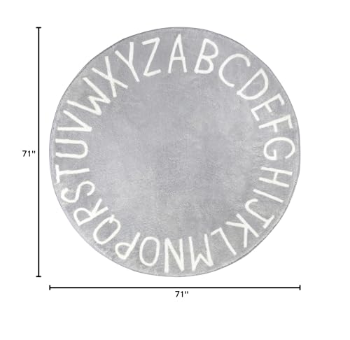 Topotdor round kids play rug 71-inch diameter offers large activity area for family time.