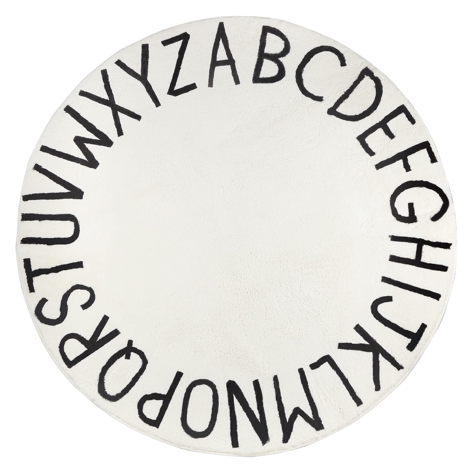 Topotdor Round Kids Play Rug Alphabet 71in close-up of soft polyester for safe crawling