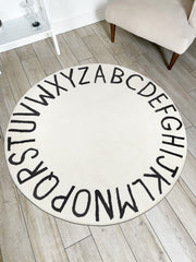 Topotdor Round Kids Play Rug Alphabet 71in edge view shows durable construction for daily use